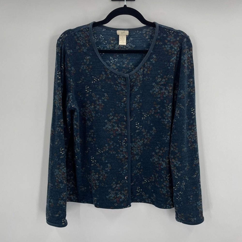 J Jill BLue Wool Blend Cardigan - Picture 1 of 8